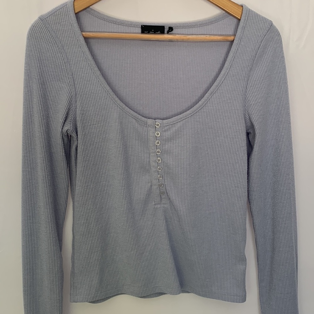 Urban Outfitters Out from Under Remi Ribbed Henley Long Sleeve Slits Size Medium